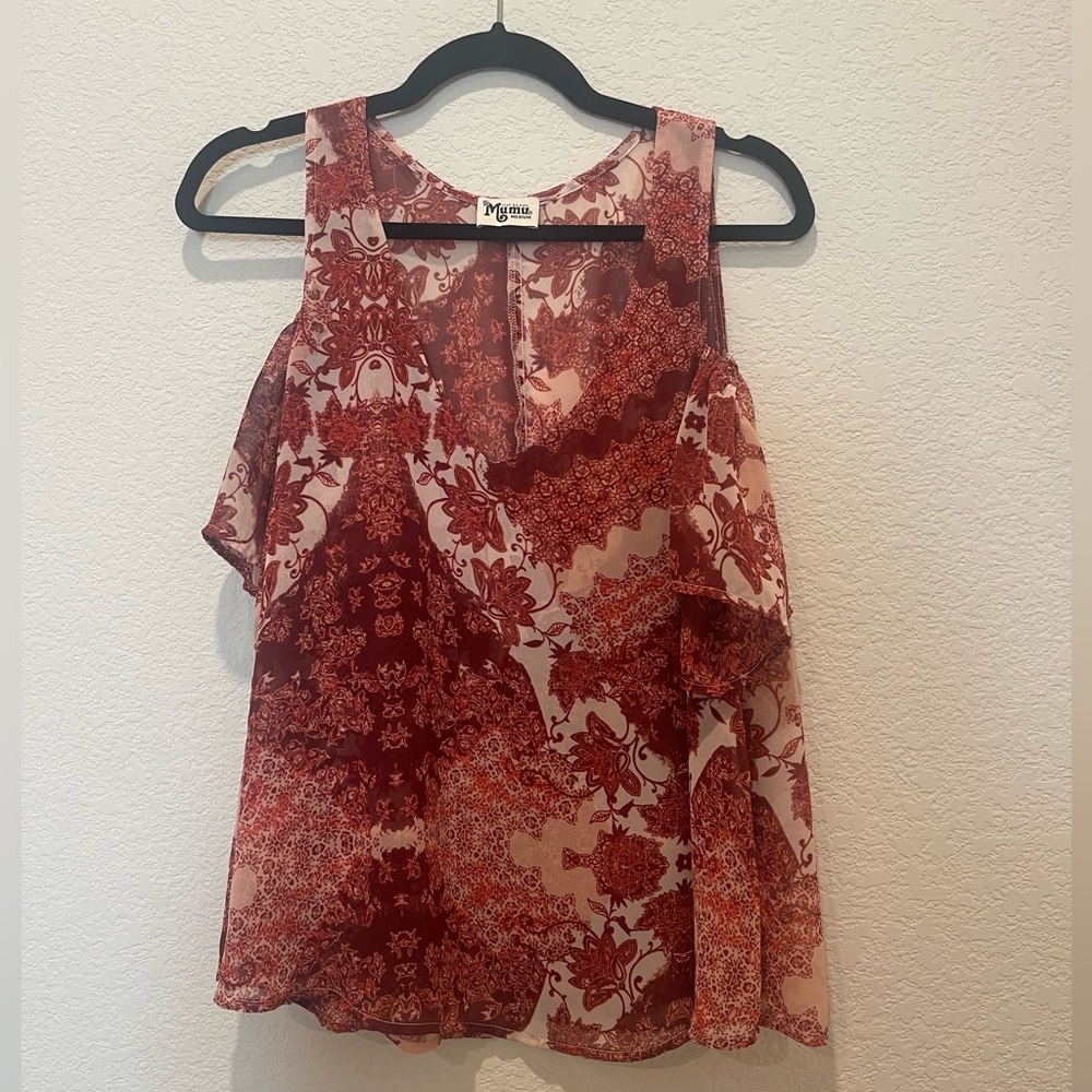 Red boho off the shoulder top!